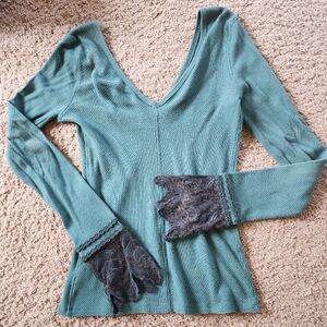Elegant Teal V-Neck Women's Top